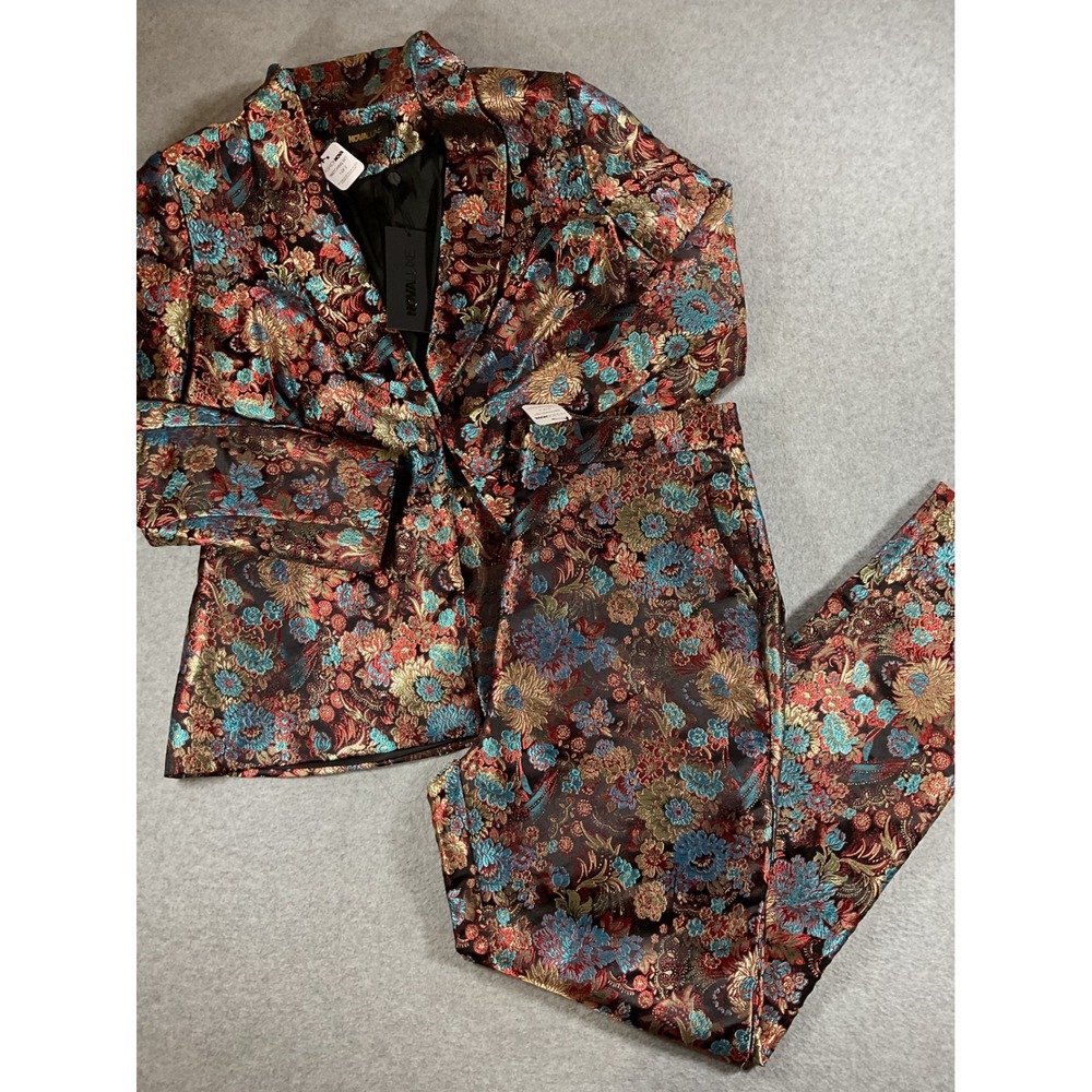 Fashion Nova NovaLuxe Mens Floral Embroidered Suit Set Pretty Slank  Large j56